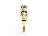 Yellow gold Fancy Green Round  Cut Solitaire Diamond with Side Stones on Criss-Cross Band and Four-Prong Setting_5