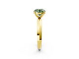 Yellow gold Fancy Green Round  Cut Solitaire Engagement Ring with Flat Band and Four-Prong Setting 2