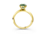Yellow gold Fancy Green Round  Cut Solitaire Engagement Ring with Flat Band and Four-Prong Setting 3