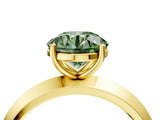 Yellow gold Fancy Green Round  Cut Solitaire Engagement Ring with Flat Band and Four-Prong Setting 4