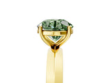 Yellow gold Fancy Green Round  Cut Solitaire Engagement Ring with Flat Band and Four-Prong Setting 5