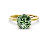 Yellow gold Fancy Green Round  Cut Solitaire Engagement Ring with Four-Prong Setting and Classic Band_20