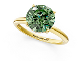 Yellow gold Fancy Green Round  Cut Solitaire Engagement Ring with Four-Prong Setting and Classic Band_21