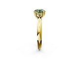 Yellow gold Fancy Green Round  Cut Solitaire Engagement Ring with Tapered Band and Four-Prong Setting 3