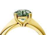 Yellow gold Fancy Green Round  Cut Solitaire Engagement Ring with Tapered Band and Four-Prong Setting 5