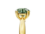 Yellow gold Fancy Green Round  Cut Solitaire Engagement Ring with Tapered Band and Four-Prong Setting