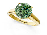 Yellow gold Fancy Green Round Cut Solitaire Engagement Ring with Tapered Band and Four-Prong Setting_4