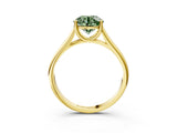 Yellow gold Fancy Green Round Cut Solitaire Engagement Ring with Tapered Band and Four-Prong Setting_6