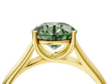 Yellow gold Fancy Green Round Cut Solitaire Engagement Ring with Tapered Band and Four-Prong Setting_7