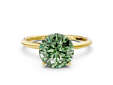 Yellow gold Fancy Green Round  Cut Solitaire Engagement Ring with Thin Band and Four-Prong Setting_3