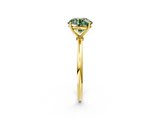 Yellow gold Fancy Green Round  Cut Solitaire Engagement Ring with Thin Band and Four-Prong Setting_5