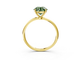 Yellow gold Fancy Green Round  Cut Solitaire Engagement Ring with Thin Band and Four-Prong Setting_6