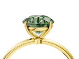 Yellow gold Fancy Green Round  Cut Solitaire Engagement Ring with Thin Band and Four-Prong Setting_7
