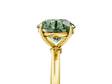 Yellow gold Fancy Green Round  Cut Solitaire Engagement Ring with Thin Band and Four-Prong Setting_8