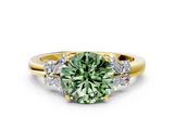 Yellow gold Fancy Green Round  Cut Solitaire Floral Diamond Ring with Four-Prong Setting_37