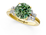 Yellow gold Fancy Green Round  Cut Solitaire Floral Diamond Ring with Four-Prong Setting_38