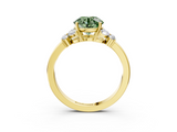 Yellow gold Fancy Green Round  Cut Solitaire Floral Diamond Ring with Four-Prong Setting_40