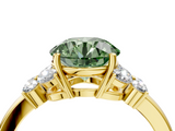 Yellow gold Fancy Green Round  Cut Solitaire Floral Diamond Ring with Four-Prong Setting_41