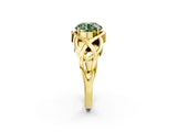 Yellow gold Fancy Green Round Cut Solitaire Intertwined Band Prong Setting Ring_2