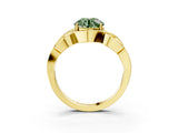 Yellow gold Fancy Green Round Cut Solitaire Intertwined Band Prong Setting Ring_3