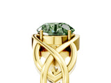 Yellow gold Fancy Green Round Cut Solitaire Intertwined Band Prong Setting Ring_5