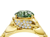 Yellow gold Fancy Green Round Cut Solitaire Leaf-Inspired Engagement Ring with Prong Setting_16