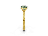 Yellow gold Fancy Green Round Cut Solitaire Milgrain Engraved Band with Four-Prong Setting_2
