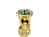 Yellow gold Fancy Green Round Cut Solitaire Milgrain Leaf Band with Prong Setting_5