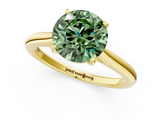 Yellow gold Fancy Green Round  Cut Solitaire Ring with Cathedral Band and Four-Prong Setting_46