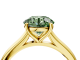 Yellow gold Fancy Green Round  Cut Solitaire Ring with Cathedral Band and Four-Prong Setting_49