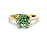 Yellow gold Fancy Green Round  Cut Solitaire Ring with Four-Prong Setting on a Classic Band_62