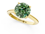 Yellow gold Fancy Green Round  Cut Solitaire Ring with Four-Prong Setting on a Classic Band_63