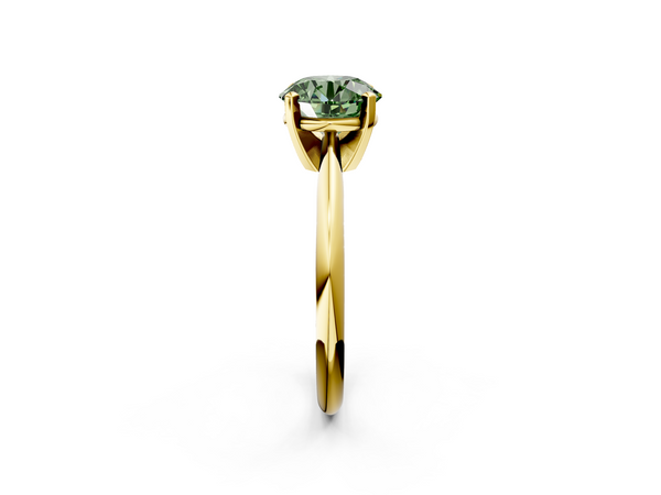 Yellow Gold Round Plain Knife-Edge Solitaire Engagement Ring Setting for Fancy Green Center