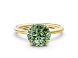 Yellow gold Fancy Green Round  Cut Solitaire Ring with Thin Band and Four-Prong Setting_16
