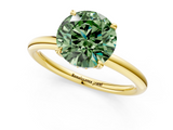 Yellow gold Fancy Green Round  Cut Solitaire Ring with Thin Band and Four-Prong Setting_17