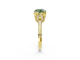 Yellow gold Fancy Green Round Cut Solitaire Split Shank Pave Diamond Engagement Ring with Four-Prong Setting_2