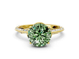 Yellow gold Fancy Green Round Cut Solitaire Split Shank Pave Diamond Engagement Ring with Four-Prong Setting_24