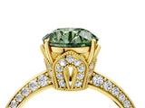Yellow gold Fancy Green Round Cut Solitaire Split Shank Pave Diamond Engagement Ring with Four-Prong Setting_28