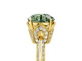Yellow gold Fancy Green Round Cut Solitaire Split Shank Pave Diamond Engagement Ring with Four-Prong Setting_5