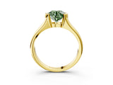 Yellow gold Fancy Green Round Cut Solitaire Tension Set Diamond Ring with Split Shank Band_3