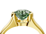 Yellow gold Fancy Green Round Cut Solitaire Tension Set Diamond Ring with Split Shank Band_4
