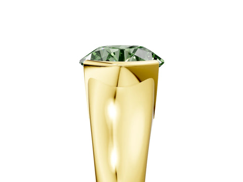 Yellow gold Fancy Green Round Cut Solitaire Tension Set Diamond Ring with Split Shank Band_5