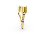 Yellow gold Fancy Green Round Cut Solitaire Tension-Set Diamond Split Shank Ring_2