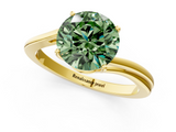 Yellow gold Fancy Green Round  Cut Solitaire Twist Band Ring with Four-Prong Setting_21