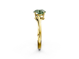 Yellow gold Fancy Green Round  Cut Solitaire Twist Band Ring with Four-Prong Setting_22