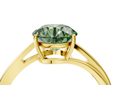 Yellow gold Fancy Green Round  Cut Solitaire Twist Band Ring with Four-Prong Setting_24