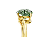 Yellow gold Fancy Green Round  Cut Solitaire Twist Band Ring with Four-Prong Setting_25
