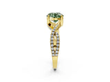 Yellow gold Fancy Green Round Cut Solitaire Twist Pave Diamond Engagement Ring with Prong Setting_2