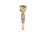 Yellow gold Fancy Green Round Cut Solitaire Twist Pave Diamond Engagement Ring with Prong Setting_26