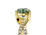 Yellow gold Fancy Green Round Cut Solitaire Twist Pave Diamond Engagement Ring with Prong Setting_29